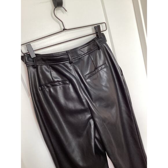NWT 7 for All Mankind Women's Faux Leather Pleated Wide Leg Pants Black Small - Picture 7 of 12